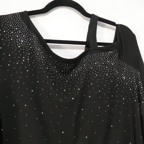 SHEIN - Curve | 2XL | Black Sequined Cut-Out / Cold Shoulder Long Sleeve Shirt - Picture 4 of 14
